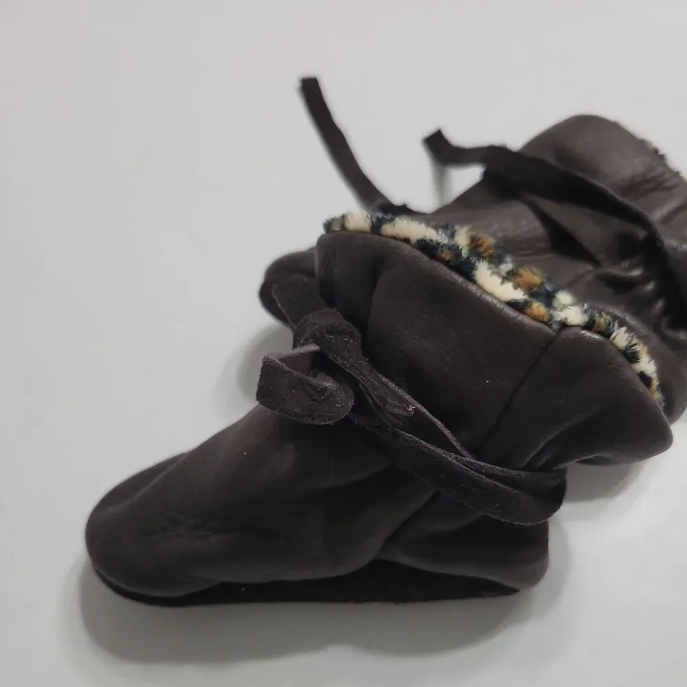 Greier NB Baby Girls Size 1 Winter Boots Brow Pull On Shearling Lined Warm Shoes